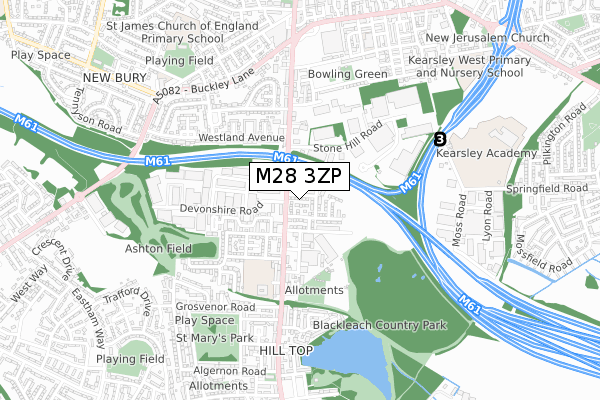 M28 3ZP map - small scale - OS Open Zoomstack (Ordnance Survey)