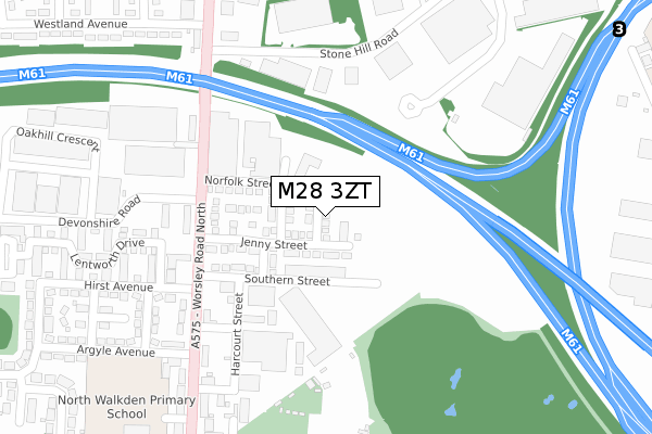 M28 3ZT map - large scale - OS Open Zoomstack (Ordnance Survey)
