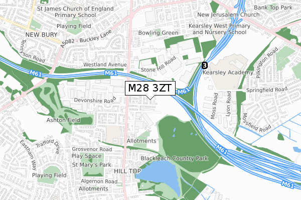 M28 3ZT map - small scale - OS Open Zoomstack (Ordnance Survey)