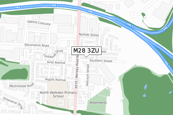 M28 3ZU map - large scale - OS Open Zoomstack (Ordnance Survey)