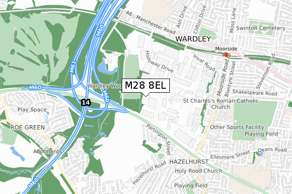M28 8EL map - small scale - OS Open Zoomstack (Ordnance Survey)