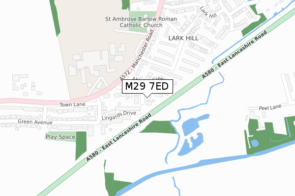 M29 7ED map - large scale - OS Open Zoomstack (Ordnance Survey)