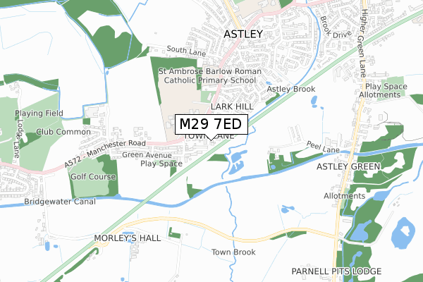 M29 7ED map - small scale - OS Open Zoomstack (Ordnance Survey)