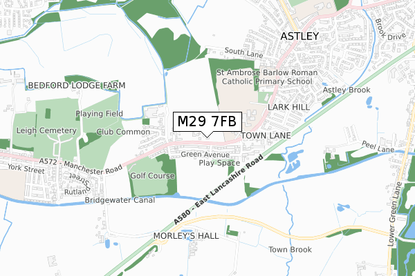 M29 7FB map - small scale - OS Open Zoomstack (Ordnance Survey)