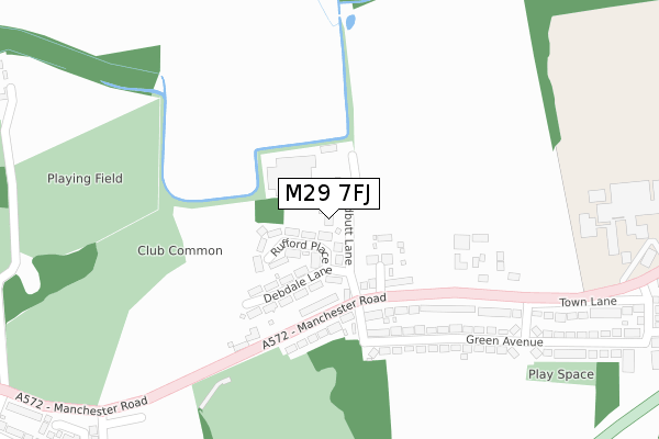 M29 7FJ map - large scale - OS Open Zoomstack (Ordnance Survey)