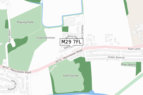 M29 7FL map - large scale - OS Open Zoomstack (Ordnance Survey)