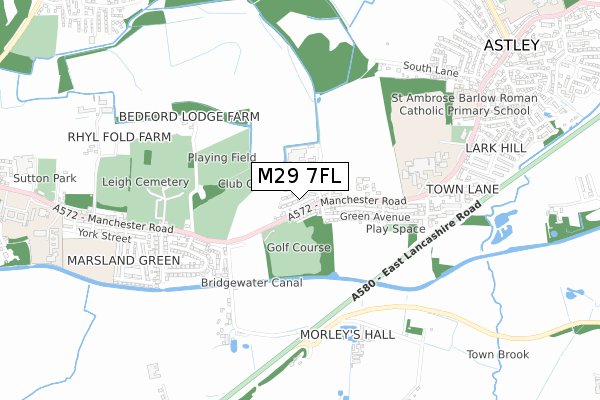 M29 7FL map - small scale - OS Open Zoomstack (Ordnance Survey)