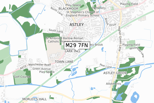 M29 7FN map - small scale - OS Open Zoomstack (Ordnance Survey)