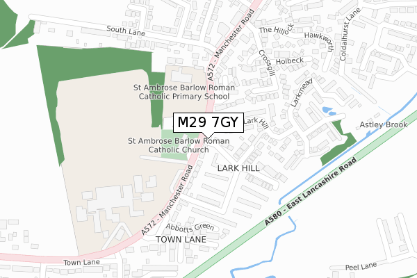 M29 7GY map - large scale - OS Open Zoomstack (Ordnance Survey)