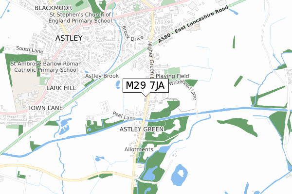 M29 7JA map - small scale - OS Open Zoomstack (Ordnance Survey)