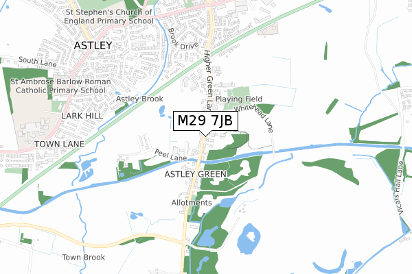 M29 7JB map - small scale - OS Open Zoomstack (Ordnance Survey)