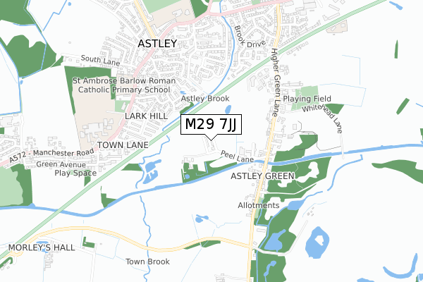 M29 7JJ map - small scale - OS Open Zoomstack (Ordnance Survey)
