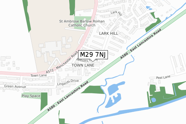 M29 7NJ map - large scale - OS Open Zoomstack (Ordnance Survey)