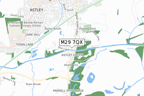 M29 7QX map - small scale - OS Open Zoomstack (Ordnance Survey)