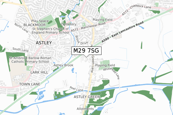 M29 7SG map - small scale - OS Open Zoomstack (Ordnance Survey)