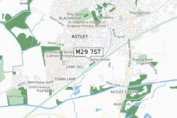 M29 7ST map - small scale - OS Open Zoomstack (Ordnance Survey)
