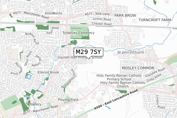 M29 7SY map - small scale - OS Open Zoomstack (Ordnance Survey)