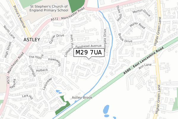M29 7UA map - large scale - OS Open Zoomstack (Ordnance Survey)