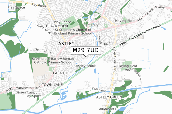 M29 7UD map - small scale - OS Open Zoomstack (Ordnance Survey)