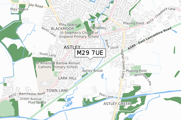 M29 7UE map - small scale - OS Open Zoomstack (Ordnance Survey)