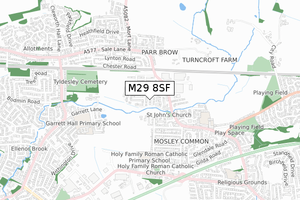 M29 8SF map - small scale - OS Open Zoomstack (Ordnance Survey)