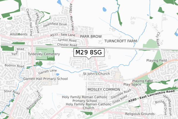M29 8SG map - small scale - OS Open Zoomstack (Ordnance Survey)