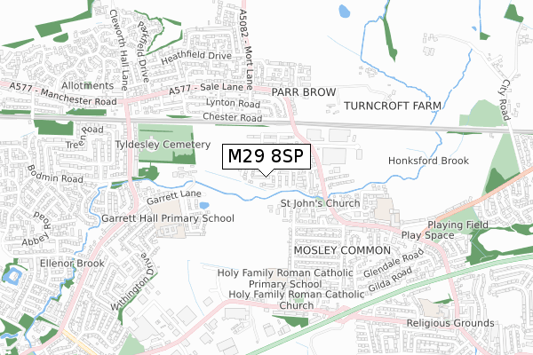 M29 8SP map - small scale - OS Open Zoomstack (Ordnance Survey)