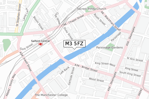 M3 5FZ map - large scale - OS Open Zoomstack (Ordnance Survey)