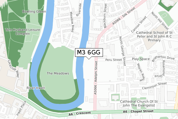 M3 6GG map - large scale - OS Open Zoomstack (Ordnance Survey)