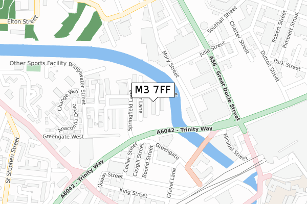 M3 7FF map - large scale - OS Open Zoomstack (Ordnance Survey)