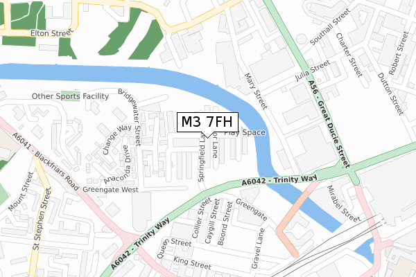 M3 7FH map - large scale - OS Open Zoomstack (Ordnance Survey) M3 7FH map - large scale - OS Open Zoomstack (Ordnance Survey)