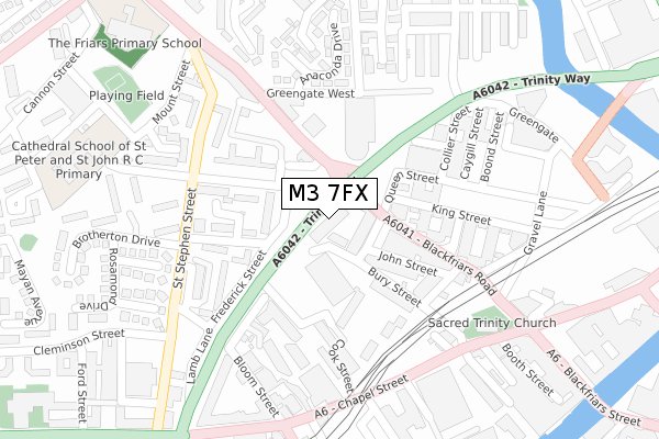 M3 7FX map - large scale - OS Open Zoomstack (Ordnance Survey)