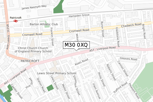 M30 0XQ map - large scale - OS Open Zoomstack (Ordnance Survey)