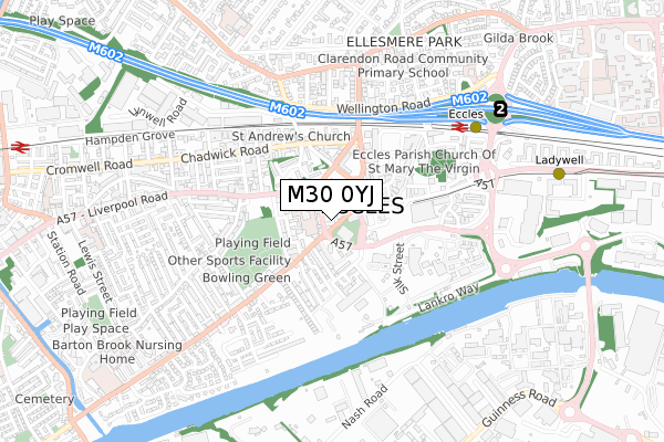 M30 0YJ map - small scale - OS Open Zoomstack (Ordnance Survey) M30 0YJ map - small scale - OS Open Zoomstack (Ordnance Survey)