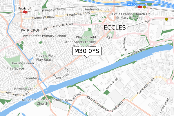 M30 0YS map - small scale - OS Open Zoomstack (Ordnance Survey) M30 0YS map - small scale - OS Open Zoomstack (Ordnance Survey)