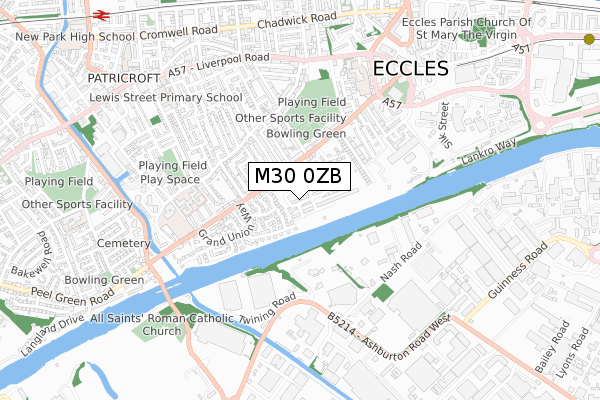 M30 0ZB map - small scale - OS Open Zoomstack (Ordnance Survey)