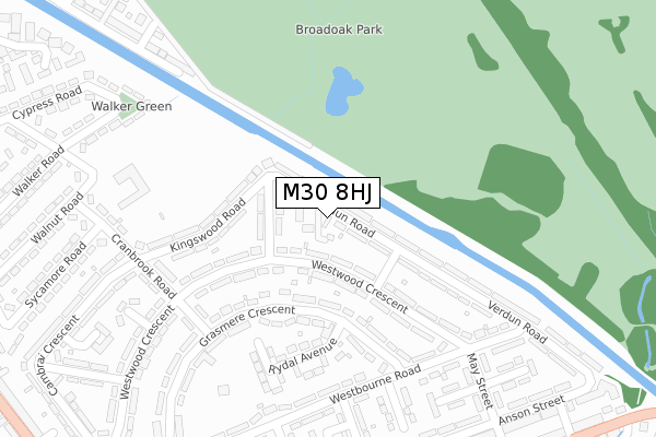 M30 8HJ map - large scale - OS Open Zoomstack (Ordnance Survey)