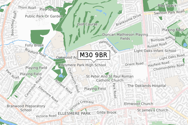 M30 9BR map - small scale - OS Open Zoomstack (Ordnance Survey)