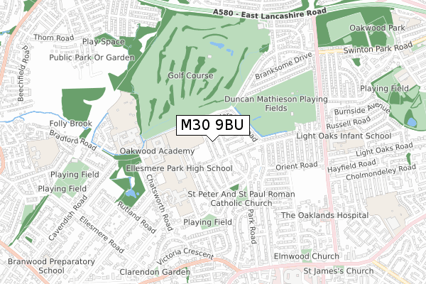 M30 9BU map - small scale - OS Open Zoomstack (Ordnance Survey)