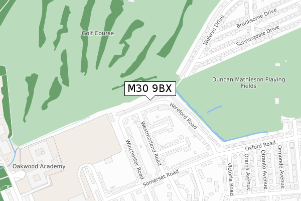 M30 9BX map - large scale - OS Open Zoomstack (Ordnance Survey)