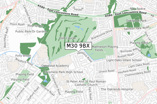 M30 9BX map - small scale - OS Open Zoomstack (Ordnance Survey)