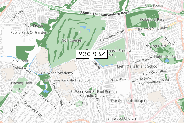 M30 9BZ map - small scale - OS Open Zoomstack (Ordnance Survey)