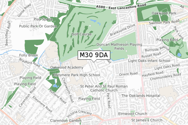 M30 9DA map - small scale - OS Open Zoomstack (Ordnance Survey)