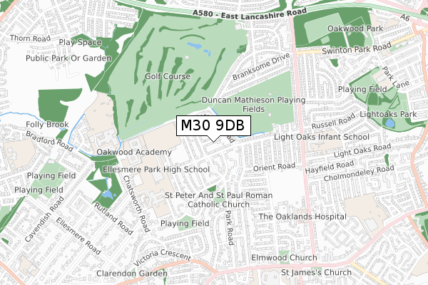 M30 9DB map - small scale - OS Open Zoomstack (Ordnance Survey)