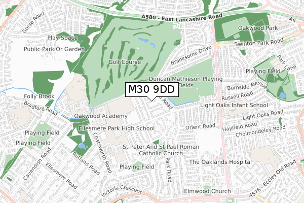 M30 9DD map - small scale - OS Open Zoomstack (Ordnance Survey)