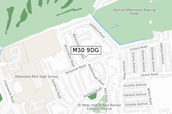 M30 9DG map - large scale - OS Open Zoomstack (Ordnance Survey)