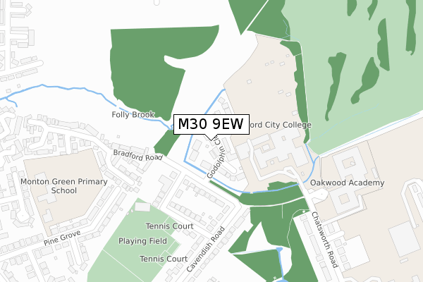 M30 9EW map - large scale - OS Open Zoomstack (Ordnance Survey)