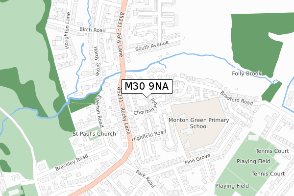 M30 9NA map - large scale - OS Open Zoomstack (Ordnance Survey)