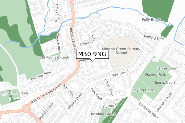 M30 9NG map - large scale - OS Open Zoomstack (Ordnance Survey)