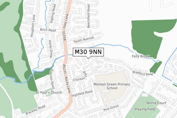 M30 9NN map - large scale - OS Open Zoomstack (Ordnance Survey)